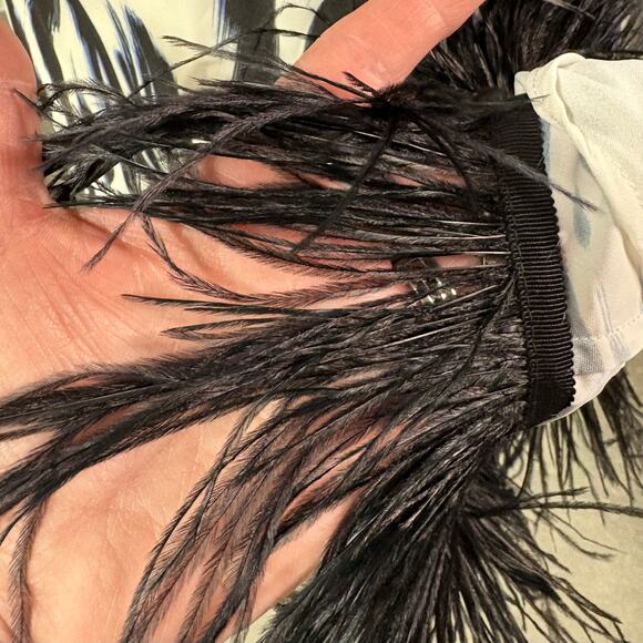 Le Superbe Zebra Stripe Slip Dress, Ostrich Feathers, Women's Size S - Picture 7 of 9